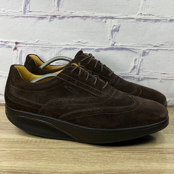 MBT Isimo Brown Suede Wingtip Walking Shoes Men's 46 US 12-12.5 Rocker Oxford - Picture 1 of 8